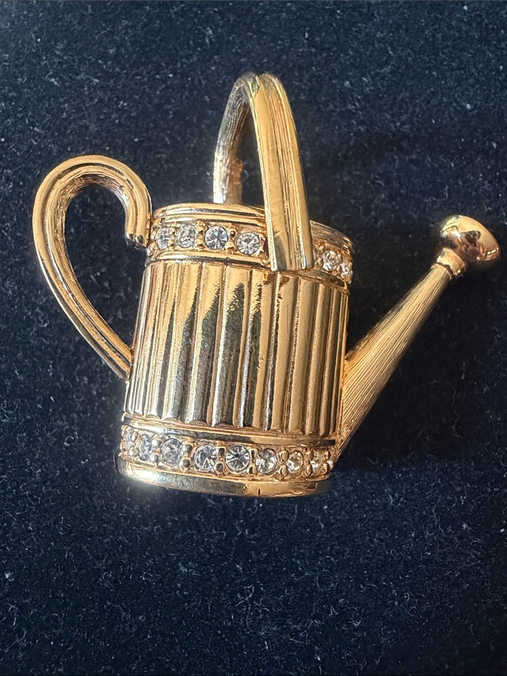 Swarovski Gold Watering Can pendant with Clear Crystals - jewelry